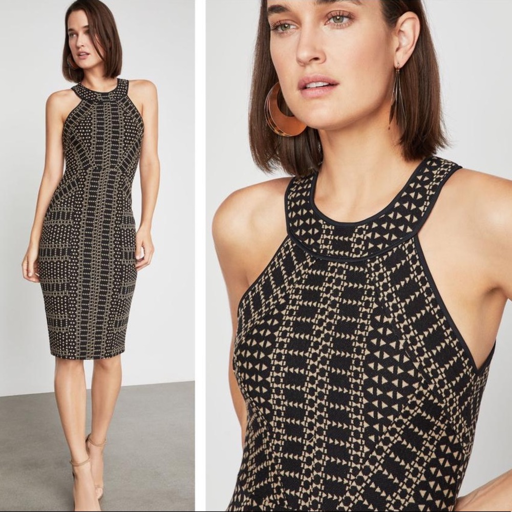 BCBGMAXAZRIA Pyramid Jacquard Sheath Night Out Dress